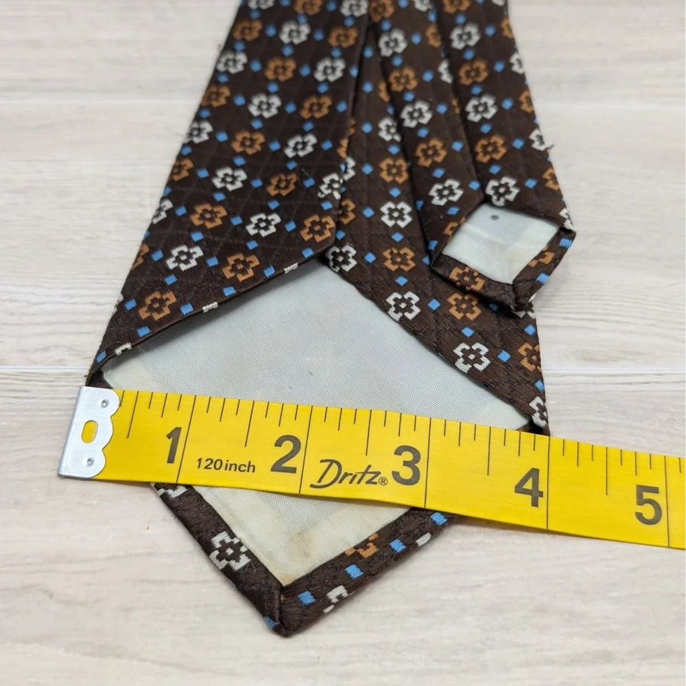 Vintage Kids Brown Floral Clip On Necktie Boys Dress Up Special Occasion